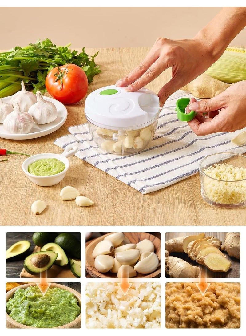 هابي هوم قطاعة خضار يدوية متعددة الاستخدام 500 مل بحبل سحب – مفرمة ثوم وبصل وفواكه ومكسرات وأعشاب ولحوم بدون كهرباء، شفرات ستانلس ستيل حادة، وعاء آمن خالي من BPA، خفيفة وسهلة التنظيف للمطبخ والسفر والتخييم - Image 4